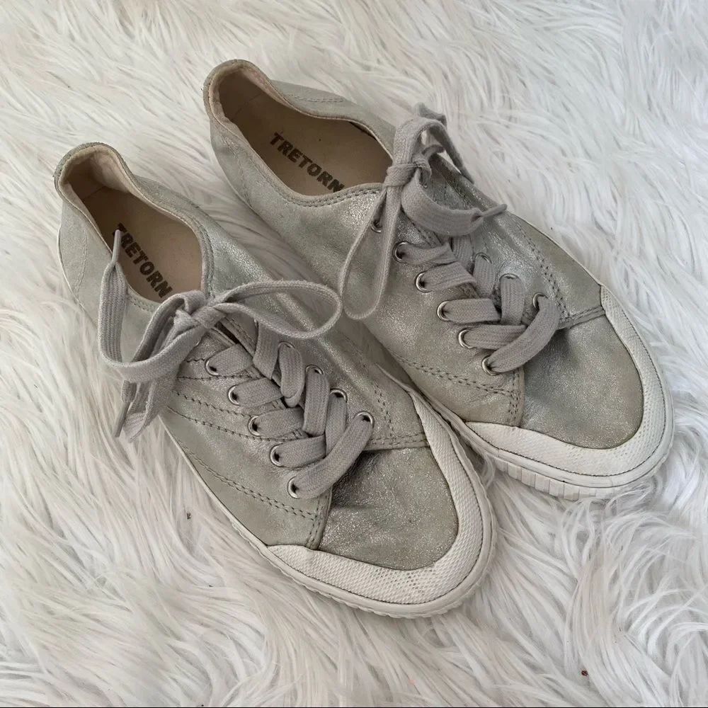 Trenton Silver Marley 6 Lo Top Lace Up Leather Sneakers 8